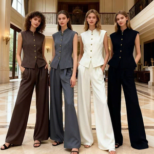 Chaleco de Traje de Alta Calidad para <span class=keywords><strong>Mujer</strong></span>, Estilo Abrigo <span class=keywords><strong>sin</strong></span> Mangas, Liso, con Botones, para Negocios - Product Image 1