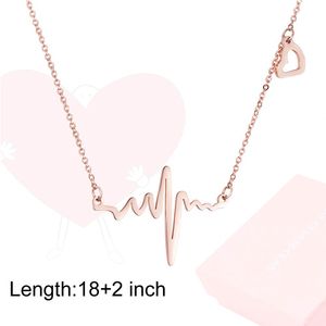 Collier en acier inoxydable plaqué or rose avec pendentif cœur battant pour couples, chaîne serpent, idéal pour un anniversaire - Product Image 2