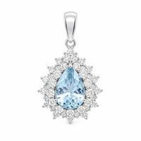Pendentif de fiançailles en argent 925 avec zircon et pierres précieuses cultivées UM Jewelry, idéal pour un usage quotidien ou comme cadeau d'anniversaire de mariage