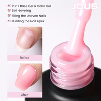 JOUS Nail Manufacture Prix Usine Qualité Supérieure 15 ML Multifonction Sans Résidu Haute Brillance OEM Personnalisable Gel UV Base Coat Caoutchouc