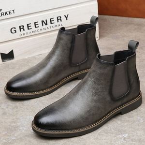 Bottines Chelsea pour hommes, automne/hiver 2025, couleur café, style britannique vintage tendance, mocassins en cuir véritable, imperméables, doublure en polaire - Product Image 5