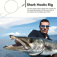 Hameçons de pêche au requin pré-montés 14/0 16/0 18/0 45 pouces, fil de pêche en acier inoxydable robuste, hameçons circulaires pour gros gibier, eau salée