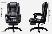 Chaise de bureau ergonomique avec repose-pieds, pivotante, inclinable, avec fonction massage, chaise de patron en cuir, siège de bureau à domicile pour l'étude et l'apprentissage