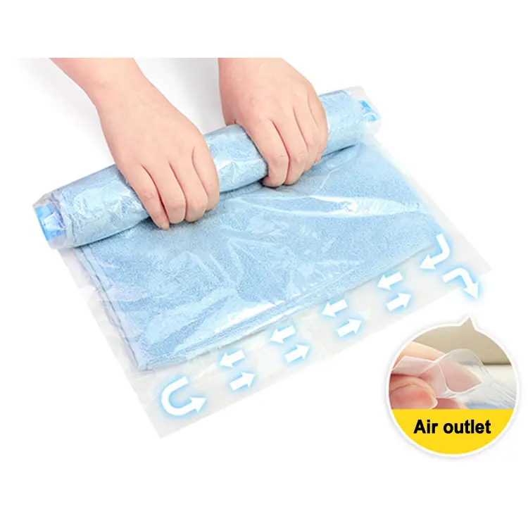 Stockage sous vide pour le literie, oreiller, serviette, couverture, sacs à vêtements, économie d'espace, vente en gros,