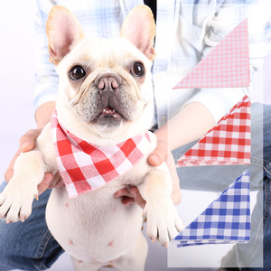 Pet ekose Drool havlu İngiliz tarzı kumaş Pet renkli ekose tükürük eşarp kalın pamuk köpek Bandana - Product Image 2