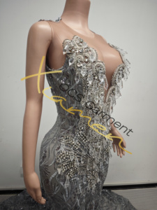 Ocstrade Listo para Enviar - Contacta Antes de Ordenar Vestido de Noche Brillante <span class=keywords><strong>con</strong></span> Pedrería Plateada, Vestido de Gala, Vestido Largo de Fiesta 2026 de Lujo - Product Image 4