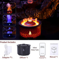 Humidificateur de feu de flamme de diffuseur d'aromathérapie d'humedificador de volcan noir