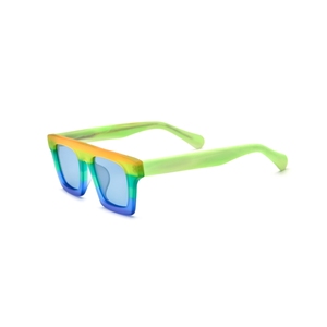 Lunettes de soleil rectangulaires colorées à monture intégrale, verres miroir, protection UV 100%, style tendance unisexe pour adultes - Product Image 3