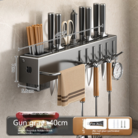 Support mural pour ustensiles de cuisine, organisateur de rangement, porte-couteaux de cuisine, organisateur intelligent pour ustensiles de cuisine avec crochets en acier