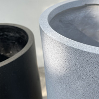 Pot de fleurs contemporain en ciment, haut, rond, grand, avec trou de drainage, pour l'intérieur et l'extérieur, décoration de jardin et de maison
