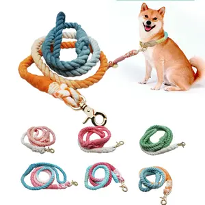 Collar de algodón para mascotas, Correa trenzada de alta resistencia para perro, multicolor