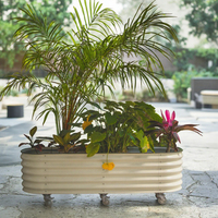 Jardinière roulante en métal galvanisé personnalisé Lit de jardin surélevé à arrosage automatique Maison Patio extérieur Plantation d'herbes et de légumes et de fleurs