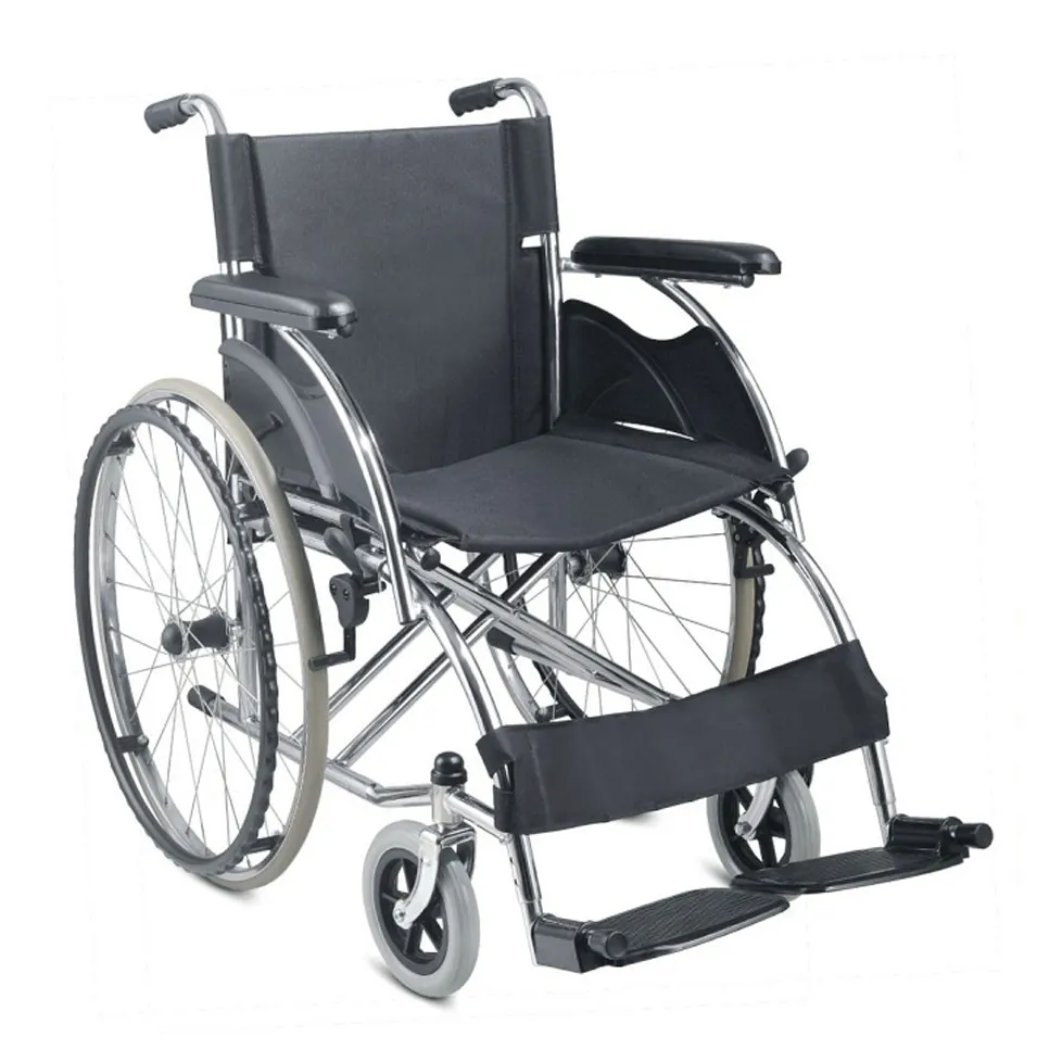 Manual steel wheelchair and folding Hospital Lightweight Folding economic Steel Frame wheelchair