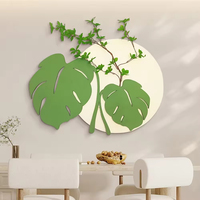 3d home decoration murales gravure laser art nature morte circulaire plantes vertes peintures de grès décoration intérieure art mural