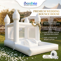 Château gonflable blanc pour mariage avec toboggan, structure de saut gonflable en PVC pour la location événementielle