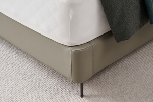 Cloud Button Tufted Leather <b>Bed</b> Midcentury Modern Reclining Extendable Foldable Convertible Platform <b>Frame</b> Home - Product Image 2