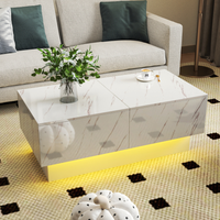 Table basse extensible, table basse en bois à longueur réglable avec 2 tiroirs de rangement, grande table rectangulaire longue