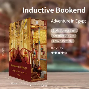 Tonecheer Bộ Xếp Hình 3D Đầu Sách Phiêu Lưu Ở Ai Cập Bộ Bookends Nghệ Thuật Bằng Gỗ Tự Làm Thu Nhỏ Sách Nook