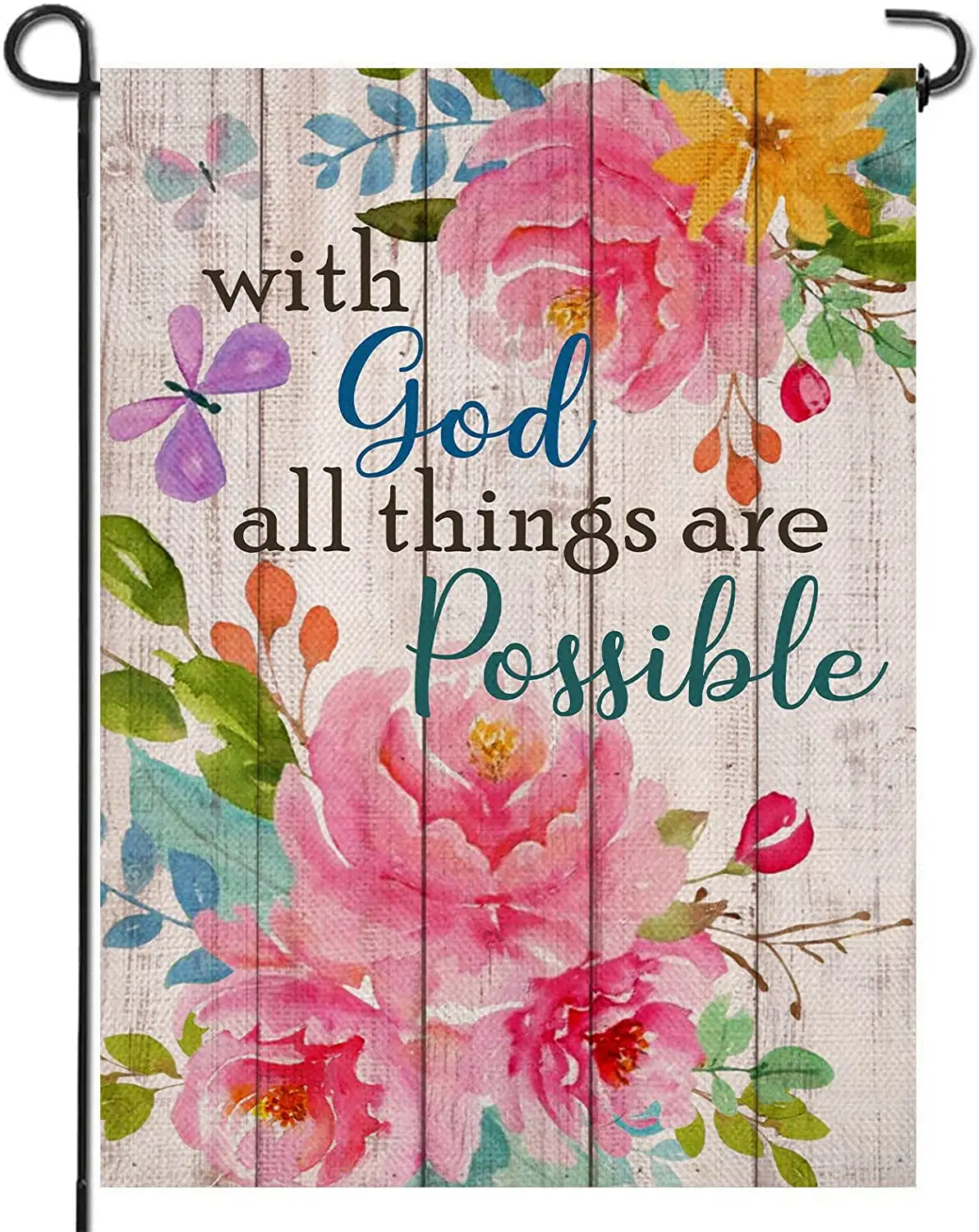 12x18IN Vertical Double Sided with God all Things are Possible Burlap Garden Flags For Yard Outdoor Decorations