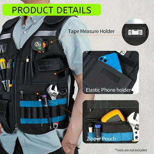 <span class=keywords><strong>Chaleco</strong></span> de Herramientas Ajustable con Múltiples Bolsillos <span class=keywords><strong>para</strong></span> Electricistas y Carpinteros, Transpirable, Impermeable, con Tiras Reflectantes y Logotipo de Goma - Product Image 3