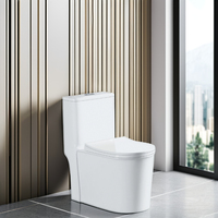 KAWAL Cuvette de toilettes moderne en céramique allongée à double chasse, à sortie verticale (S-Trap), à double trou, avec couvercle à double fonction de chasse super tourbillonnante, résistante aux hautes températures pour salle de bain