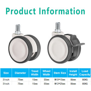 Meistverkauftes Hochwertiges 3-Zoll-Kunststoff-TPR-Lenkrollenrad mit Doppelrad für Krankenhauswagen und Medizinische Betten mit Bremse - Product Image 4