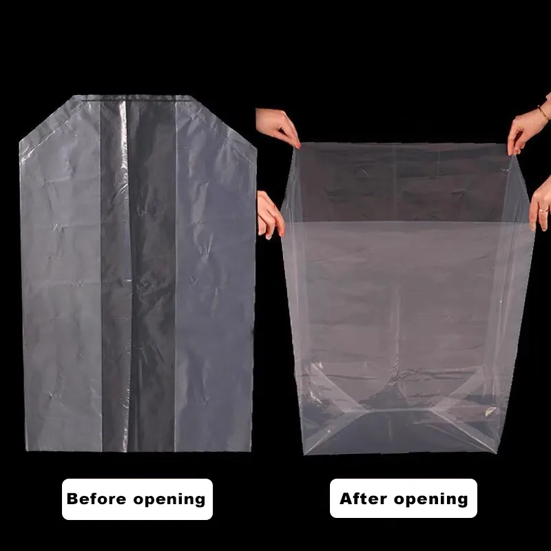 Custom Transparent PE Plastic Square Bottom Bag Waterproof Dustproof Clear Carton Liner Bag