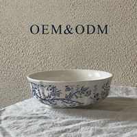 Service de table en céramique de luxe bleu floral de marque YHST, directement de l'usine, assiettes, bols, tasses et soucoupes en porcelaine française vintage