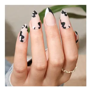 LMLTOP 24pcs almond shape false nails waterproof nail art stickers detachable nails accessories art Salon Suppliers BKS1097