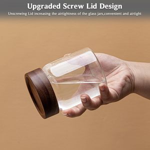 Kitchen Accessories Thread Type Mason <b>Spice</b> <b>Jar</b> Food Grade Borosilicate Glass Storage <b>Jars</b> With Airtight Acacia Wooden Lid - Product Image 3