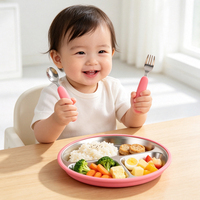Assiettes d'apprentissage pour bébé avec manchon en silicone et couvercle de rangement |   Assiettes pour dîner et collations, compatibles lave-vaisselle |   Ensemble de 4 pièces