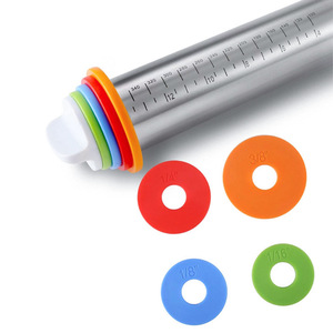 Stainless Steel <b>Rolling</b> Pin 17 Inch Adjustable Thickness With Graduations For Bakery Dough Kneading <b>Tool</b> - Product Image 1