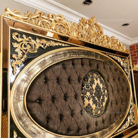Ensemble de Mobilier de Chambre Royal Classique Africain Sculpté à la Main, Or Noir, Cinq Pièces, Taille King, Luxe