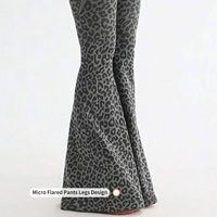 Combinaison de yoga léopard personnalisée pour femme, séchage rapide, dos croisé, pantalon évasé, tenue de sport pour l'entraînement