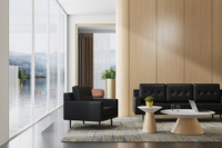 Canapé de direction contemporain rembourré avec éponge à haute résilience pour bureau de direction, mobilier clé en main