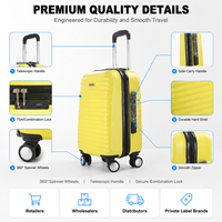 Ensemble de 3 valises rigides en ABS jaunes, bagages de voyage à roulettes, 20, 24 et 28 pouces, fournisseur en gros pour les chaînes de magasins de détail