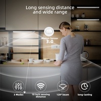 Lampu Sensor Gerak LED Ultra Tipis untuk Dapur, Lemari, dan Kamar Tidur, 3 Warna, Dapat Diredupkan, Isi Ulang USB 5v, Magnetik