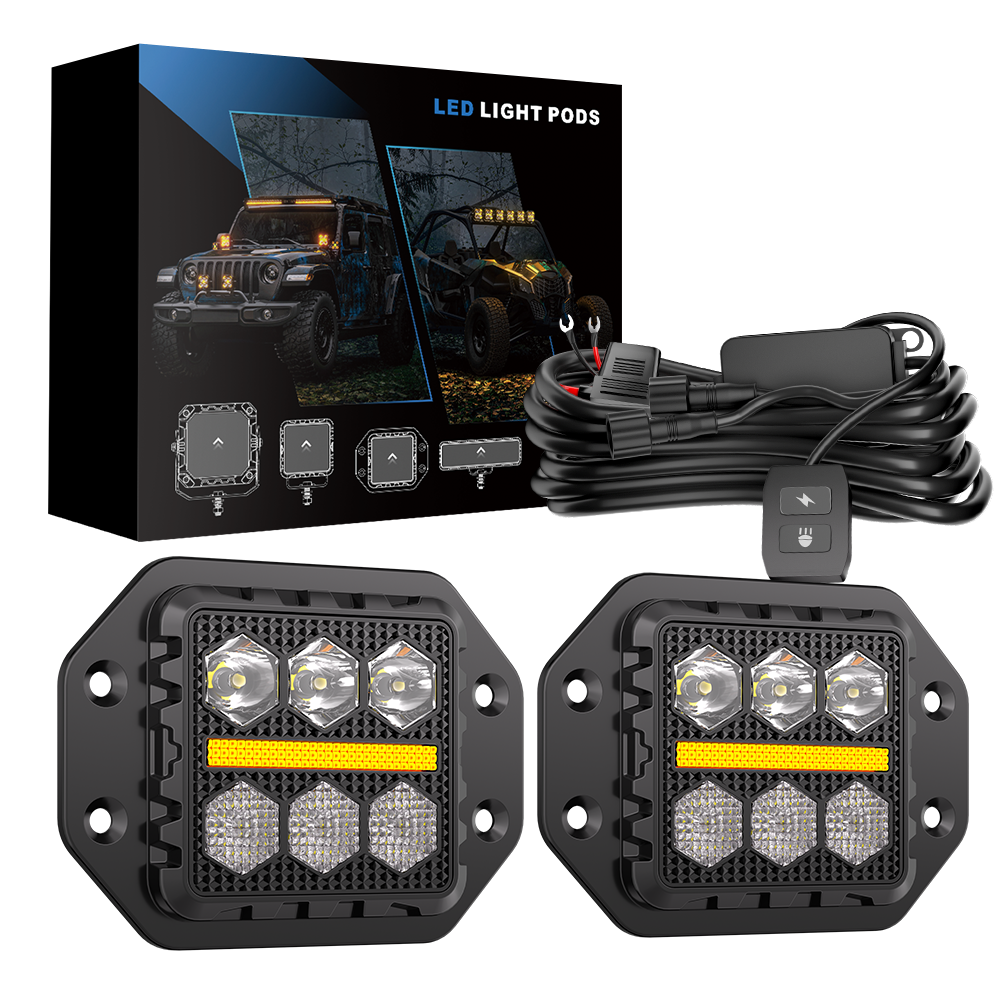 DXZ New 3Inch Square LED Work Light 20W 9-80V for Engineering Vehicle Off-road Truck with Driving & Fog Lights BF3-B6