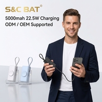 Batterie externe portable en plastique à charge rapide bidirectionnelle haute capacité 5000 mAh pour câble de charge de montre pour voyage d'affaires