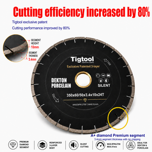 Mata Gergaji Senyap Tigtool 16"/400mm Double-Step untuk Dekton/Porcelain/Batu Sinter, Pemotongan Halus Tanpa Serpihan - Product Image 3
