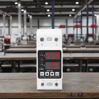 Relais de protection contre les surtensions et les sous-tensions réglable 63A 220V pour rail DIN, monophasé, à récupération automatique, dispositif de protection numérique de la tension