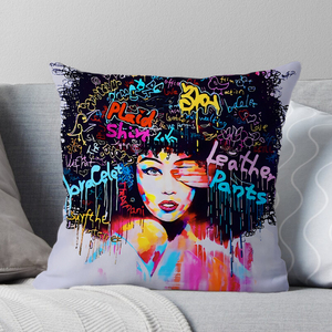African Girl <strong>Decorative</strong> <strong>Throw</strong> <strong>Pillow</strong> Cover Home Decor with Chic African Graffiti Art Cushion Cases - Product Image 3
