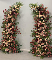 Gapura Bunga Buatan Bentuk Tanduk 8ft, Gapura Bunga Mawar Hydrangea Campuran untuk Resepsi Pernikahan Dalam Ruangan