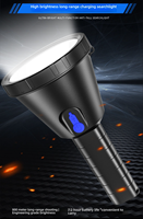 Lampe de poche LED d'extérieur avec batterie au lithium intégrée, projecteur portatif super lumineux, torche multifonctionnelle haute puissance pour le camping