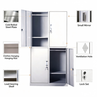 Casier métallique à 6 portes pour personnel, armoire de rangement pour dortoir, casier à vêtements en acier, OEM disponible pour projets scolaires, vente en gros