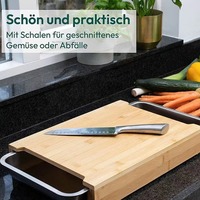 Planche à découper de cuisine coulissante en bois avec plateau en acier inoxydable, épaisseur 3,2 cm, design carré, pour légumes, cuisine occidentale, steaks