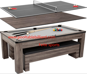 Table de jeu combo 3-en-1 au design moderne Table de billard avec table de <span class=keywords><strong>ping</strong></span>-<span class=keywords><strong>pong</strong></span> et deux bancs - Product Image 4