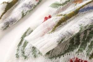 Suéter de <span class=keywords><strong>Mujer</strong></span> para Primavera y Otoño, Manga Larga, Jacquard Floral, de Lujo, Alta Calidad, Holgado, de Mohair, Tejido Fino - Product Image 4