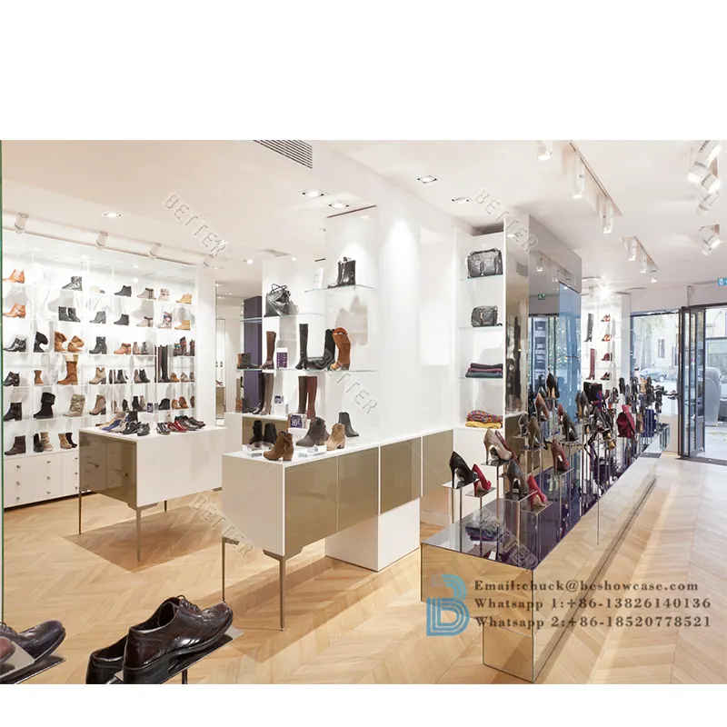 ファッション女性靴店ディスプレイラックショップフィクスチャ金属壁掛け靴ディスプレイラック