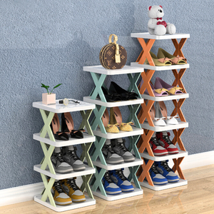 Estante de zapateros en forma de X para dormitorio multicapa, espacios pequeños, almacenamiento de zapatos <span class=keywords><strong>estrecho</strong></span>, organizador de Zapatero de plástico - Product Image 1